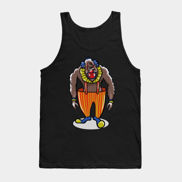 Funny Bigfoot Sasquatch Clown Tank Top by LetsBeginDesigns